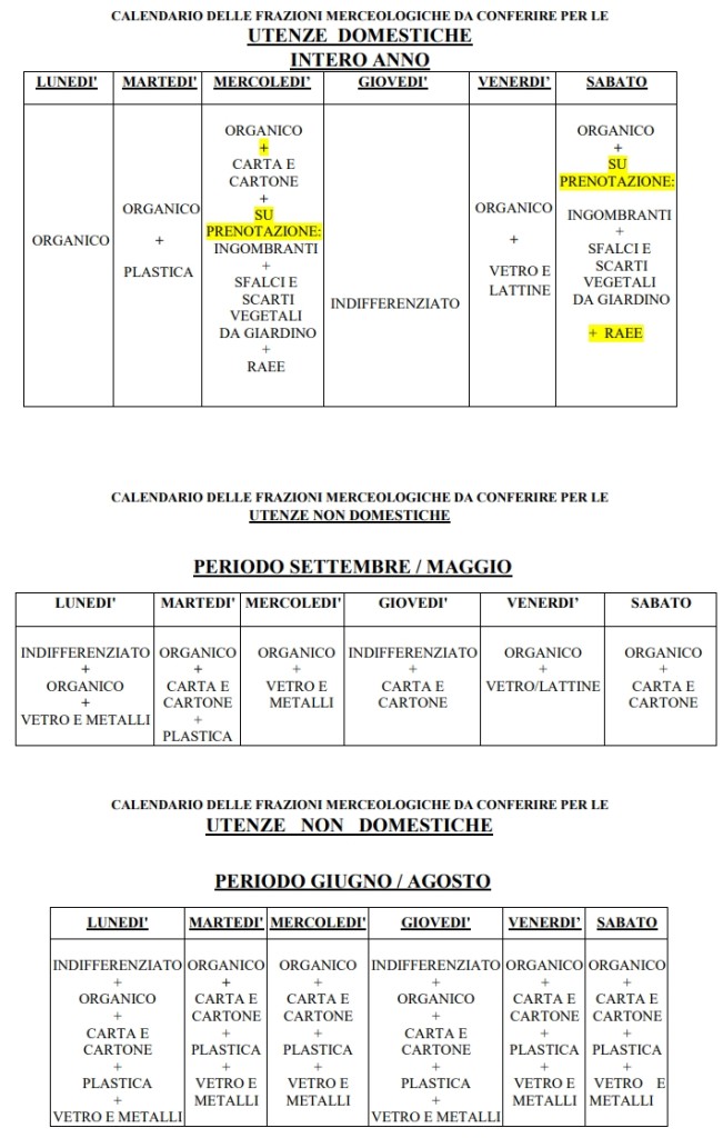 calendario spazzatura